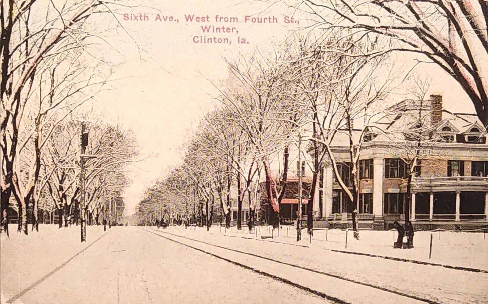 1915 Picture Postcard ~ Sixth Ave. West From 4th St., Clinton,  Iowa. #-4399