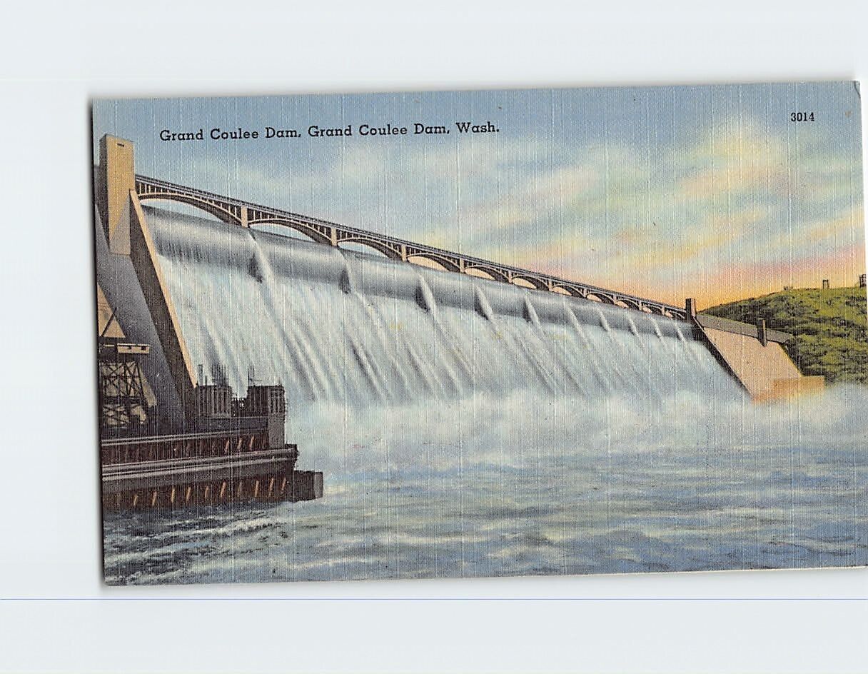Postcard Grand Coulee Dam Washington USA