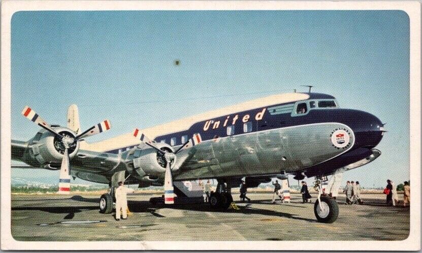 1950s UNITED AIR LINES Advertising Postcard \