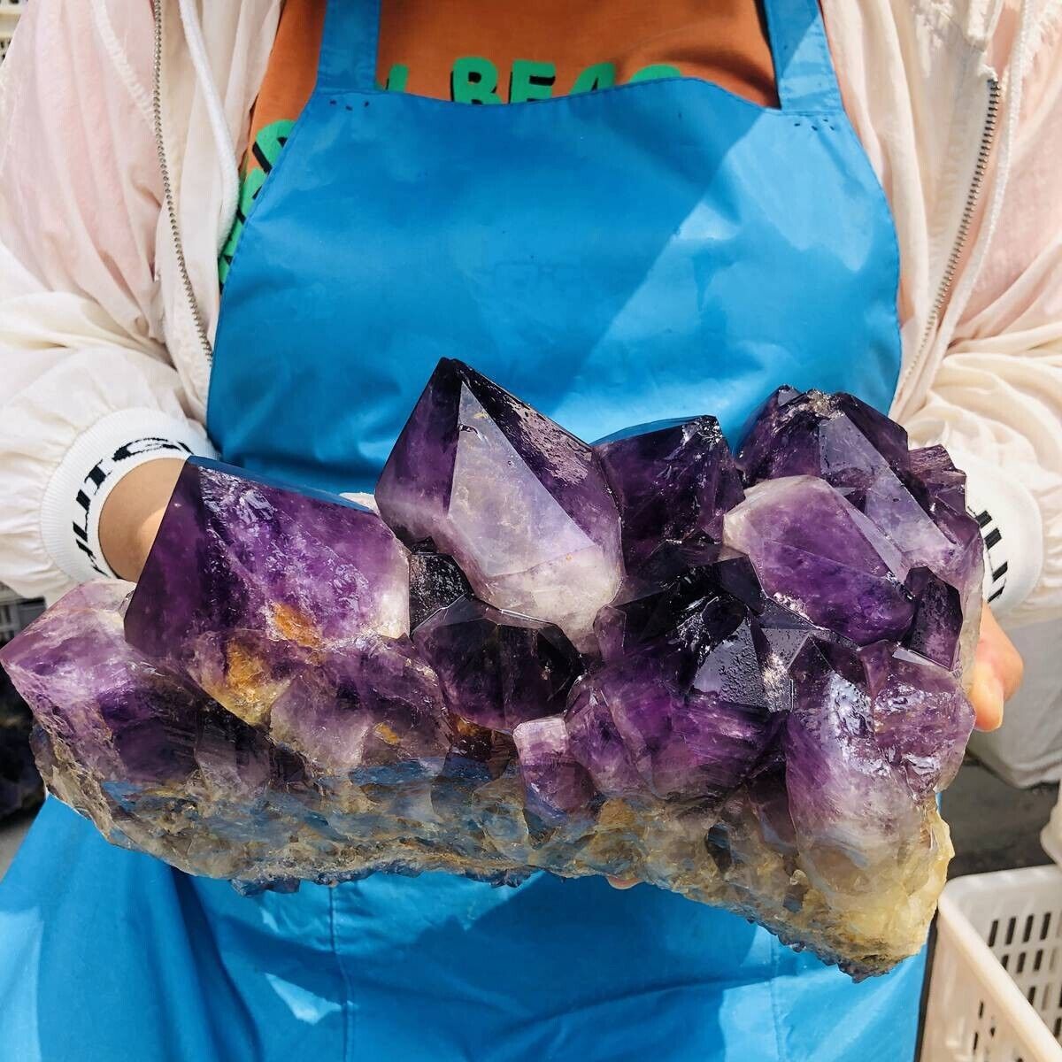 10.29LB Natural Amethyst Cluster Purple Quartz Crystal Rare Mineral Specimen 664