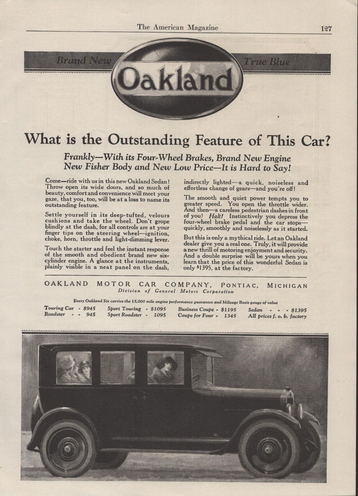 Oakland Automobile - Touring Car- 1923 - Oakland Motor Car Company -Pontiac Mich