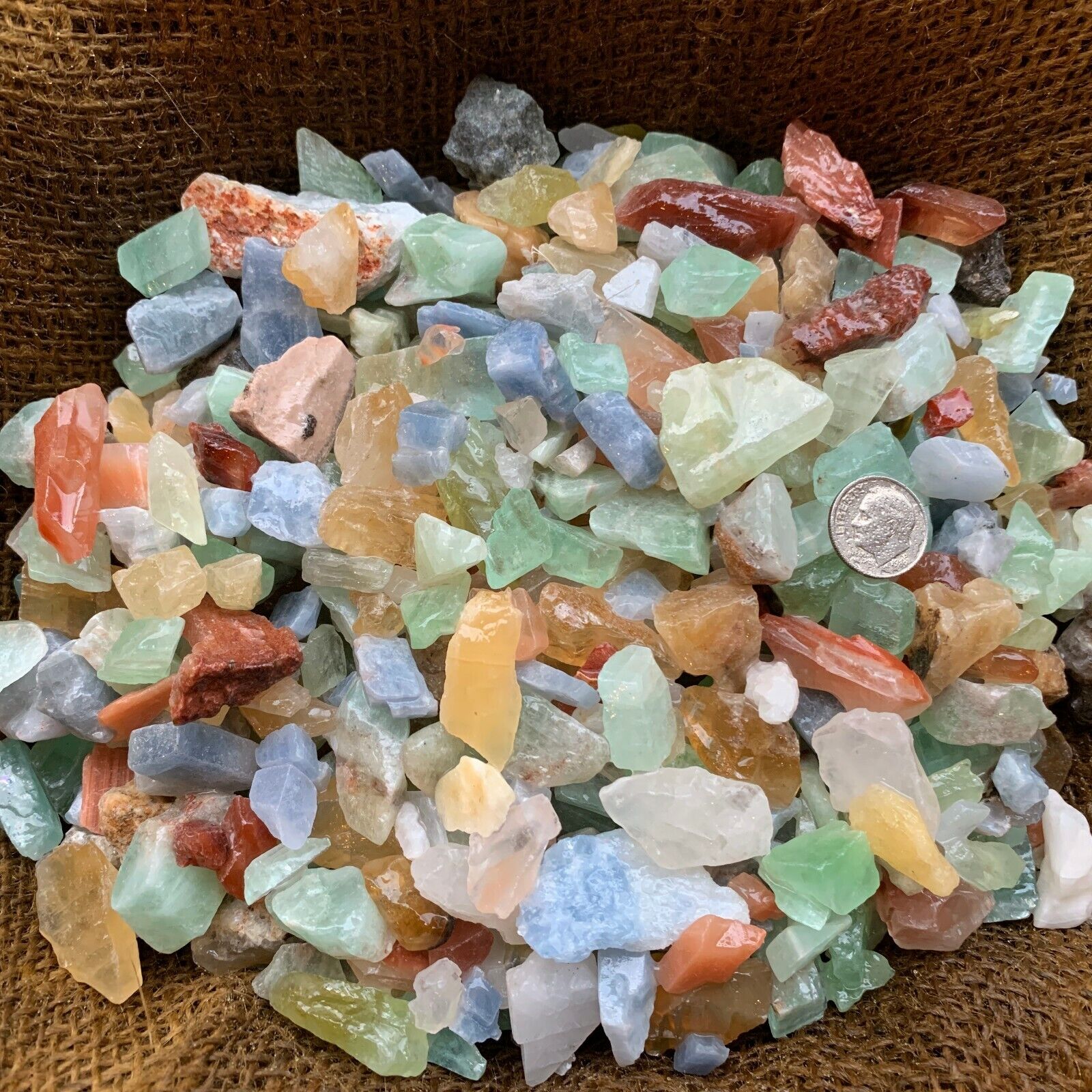 1000 Carat Lots of (SMALL) Natural Mixed Calcite Rough + FREE Faceted Gemstone