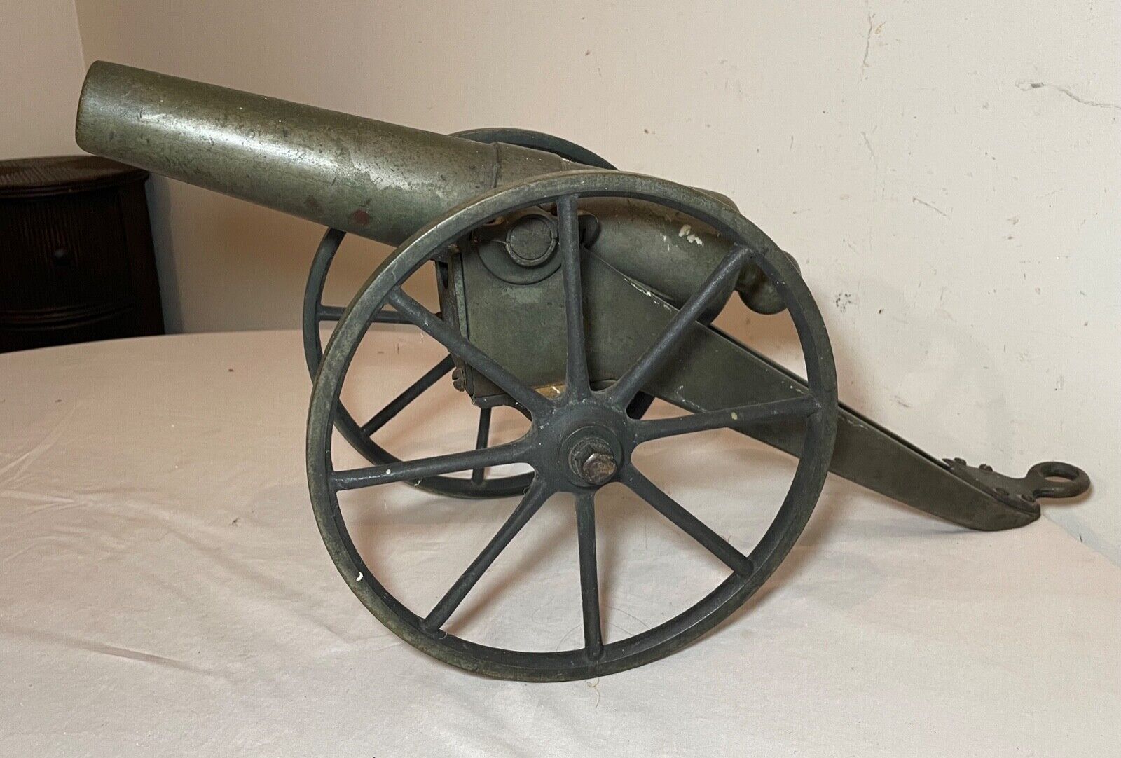 large 35 pound solid nickel plated brass military real signal model scale cannon