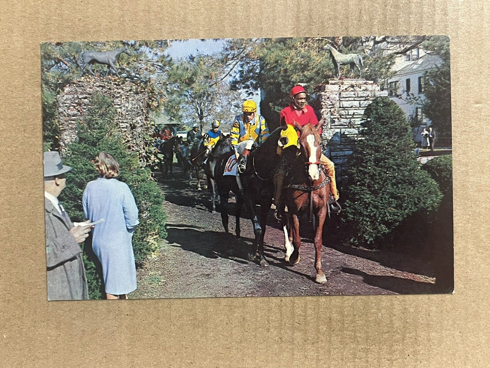 Postcard Lexington KY Kentucky Keeneland Race Course Horse Racing Track Jockey