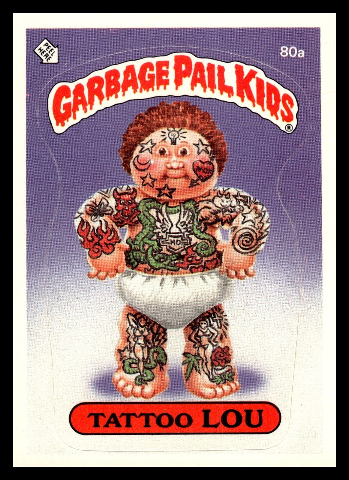 1985 Topps Garbage Pail Kids GPK Original Series 2 #80a Tattoo LOU   Glossy