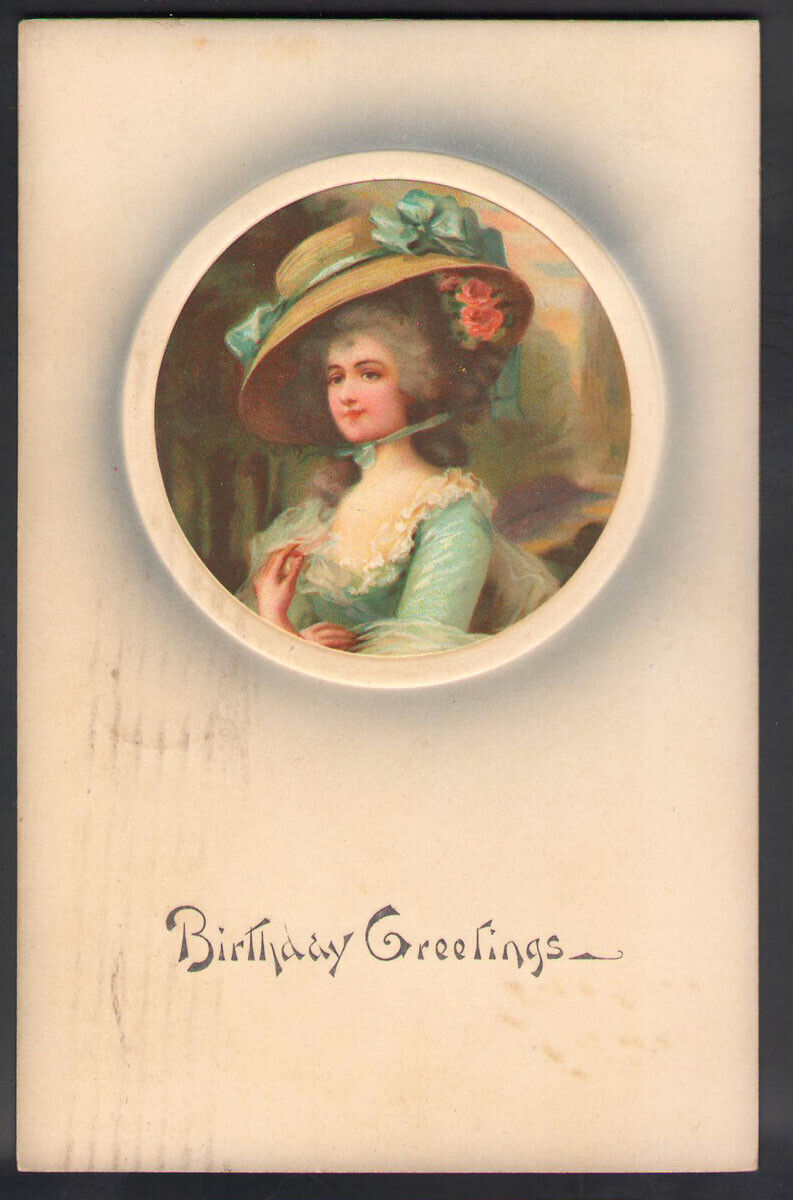 Germany Vintage Birthday Greetings Victorian Woman Meissner & Buch Postcard 1910