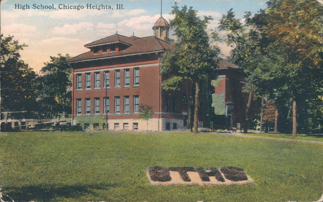 Chicago Heights, IL. 1915 Street View Of The High School BTHS Early Bloom Twnshp