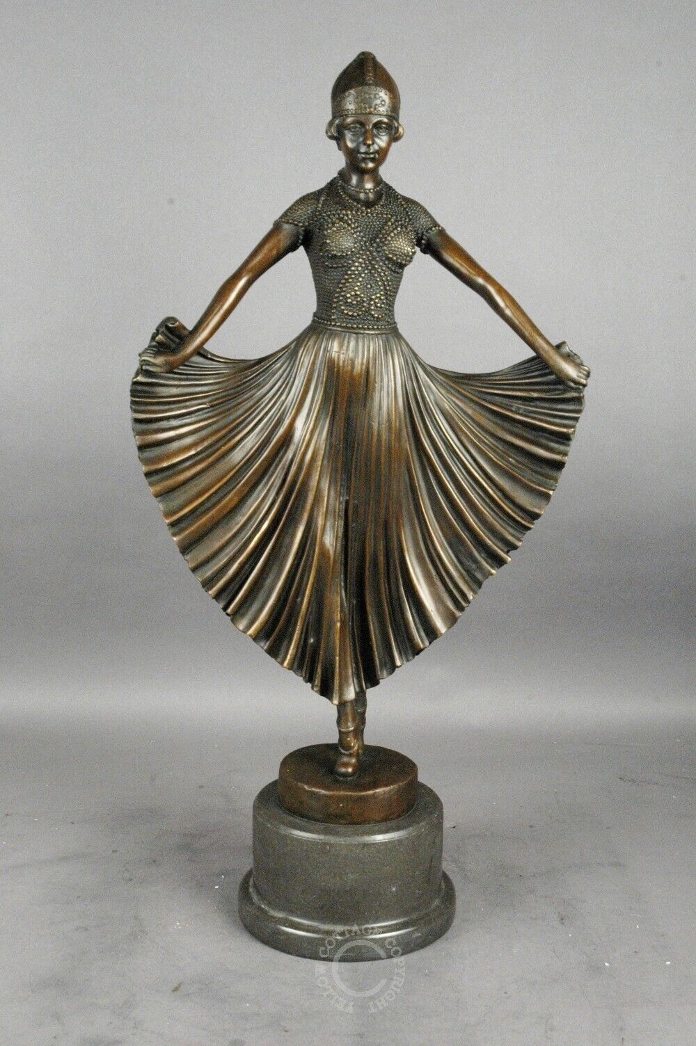 SIGNED D.H.Chiparus, bronze statue art deco girl dancer sculpture