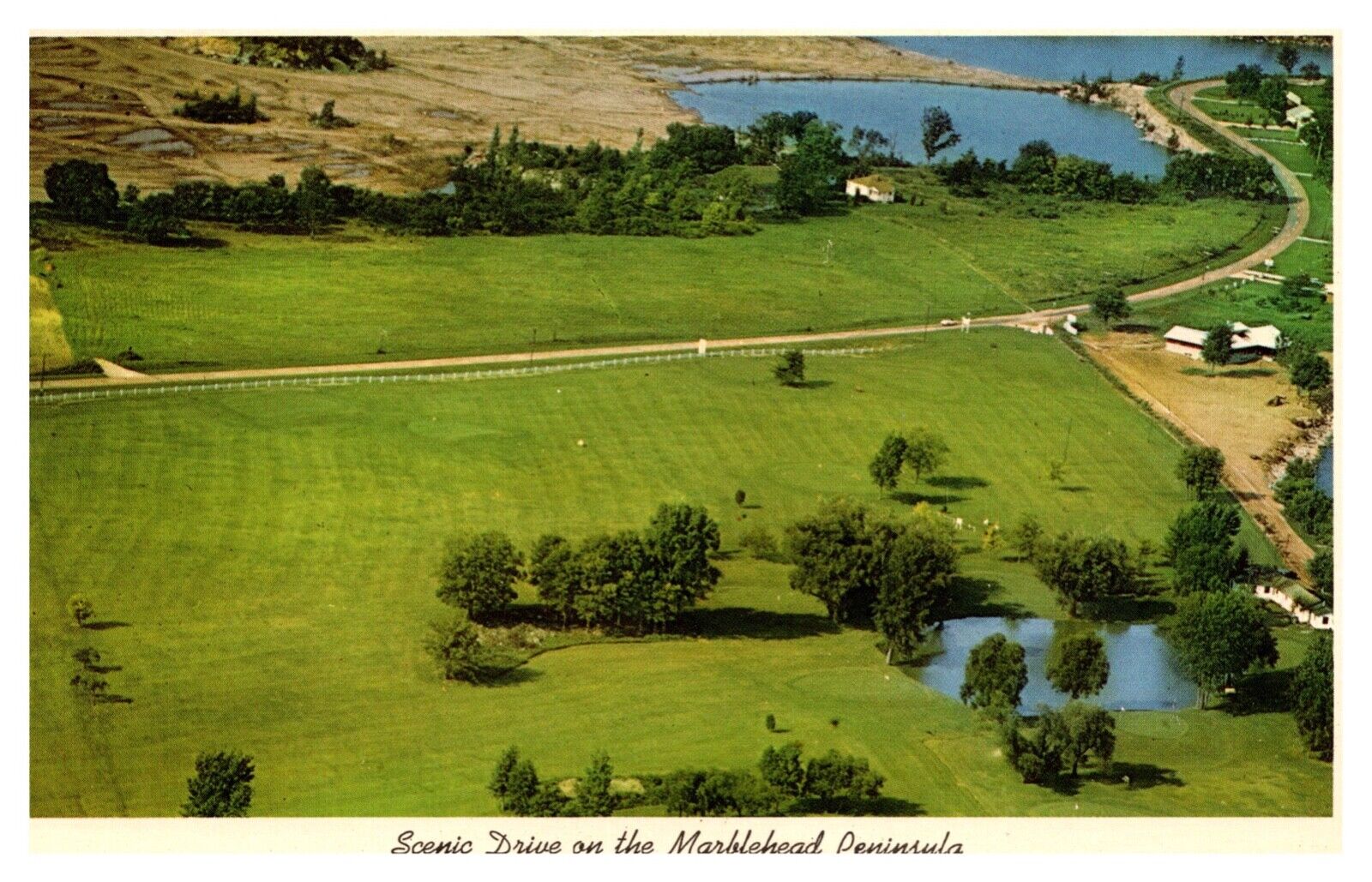 Marblehead Peninsula OH Ohio Scenic Drive Bay Shore Lake Erie Chrome Postcard