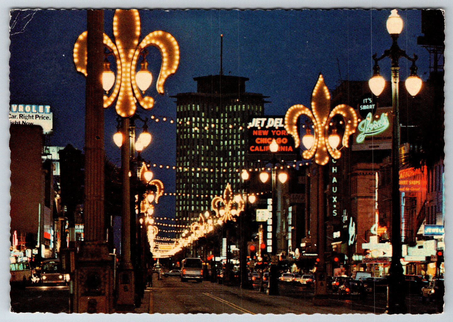 New Orleans Louisiana Canal Street Night Vintage Postcard City Enchantment