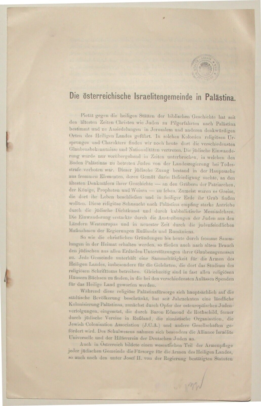 Jewish Judaica 1915 German Germany Article Austria Jews Palestine Israel Zionist