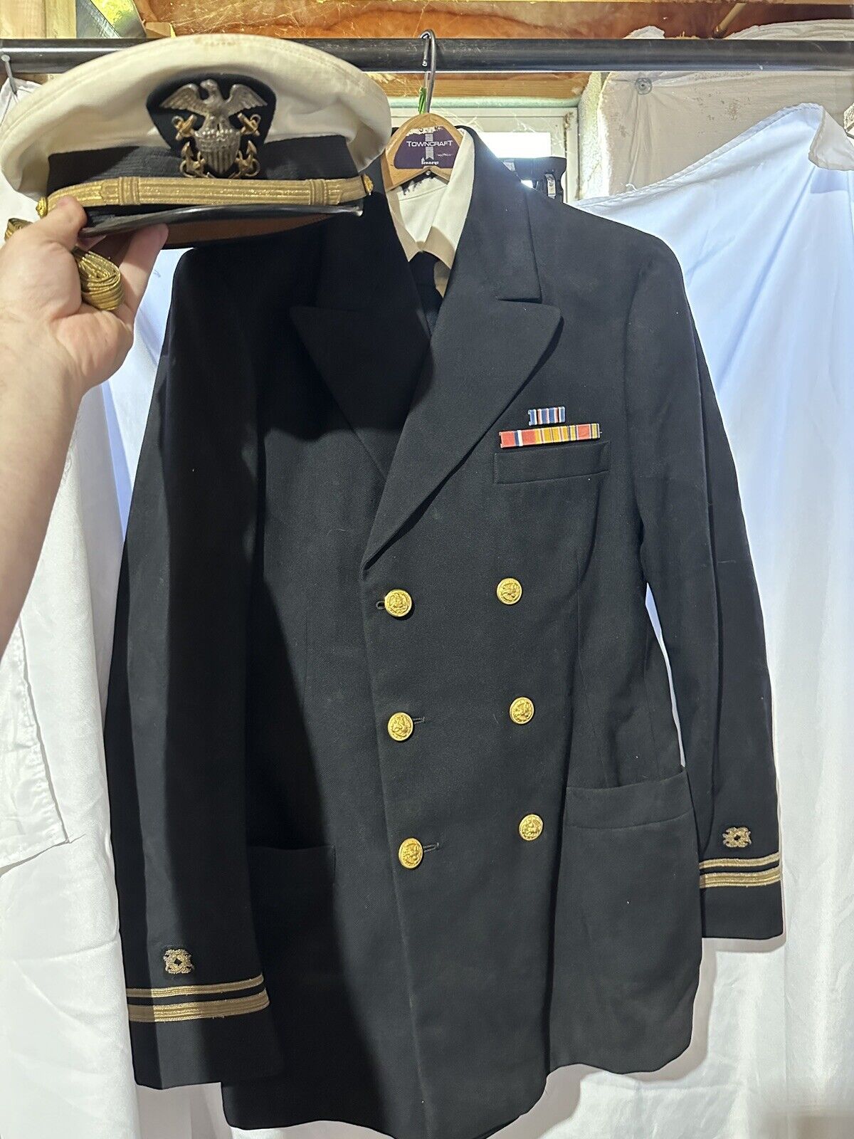 WW2 US Navy Engineer OFFICERS Uniform Jacket, Pants, Shirt, Hat and Tie
