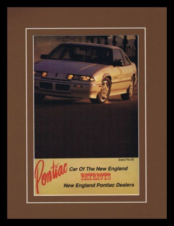1989 Pontiac / New England Patriots 11x14 Framed ORIGINAL Vintage Advertisement 