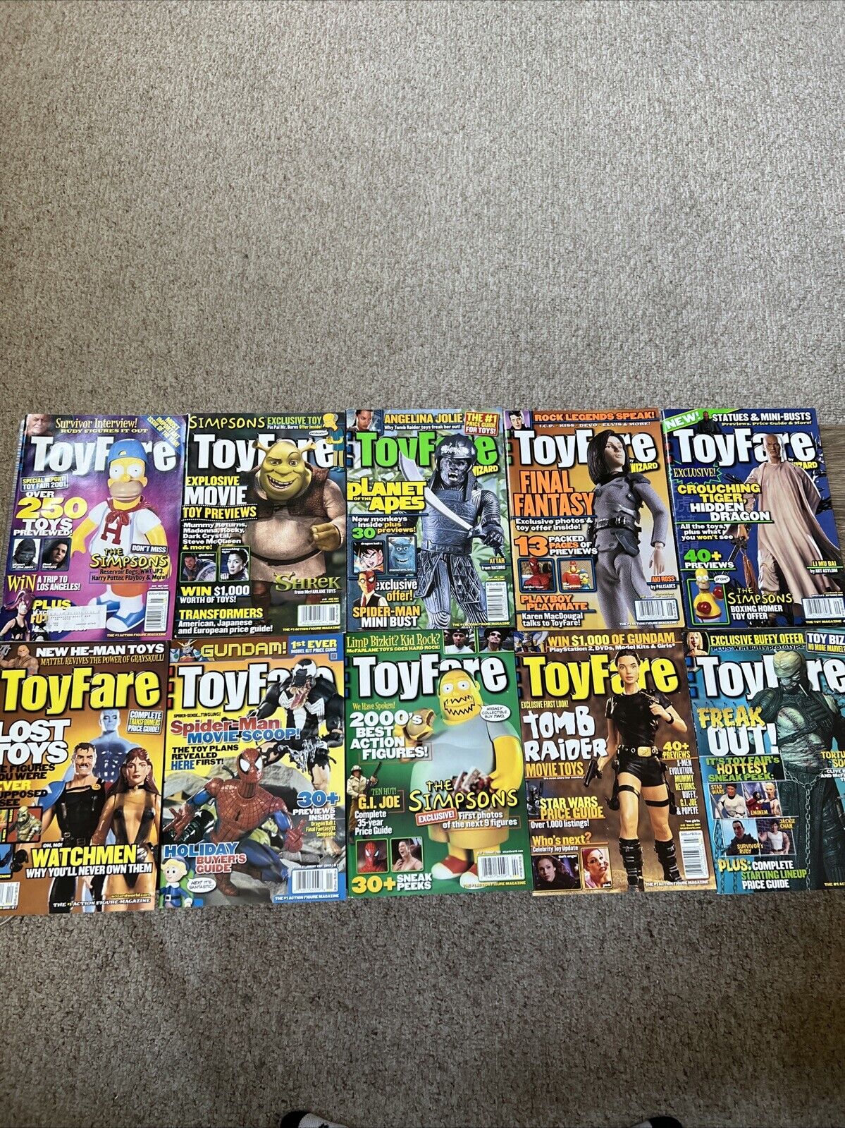 ToyFare Magazine 2001 Lot Of 10 - Issues 40 41 42 43 44 35 46 47 48 49 Simpsons