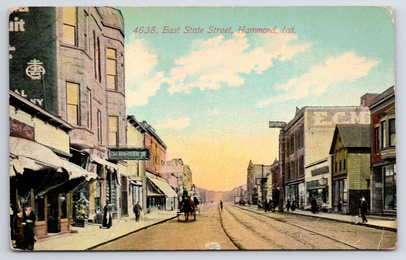 Hammond Indiana~East State St~5 & 10 Store~Shoppers~Acmegraph~c1910 Postcard PC
