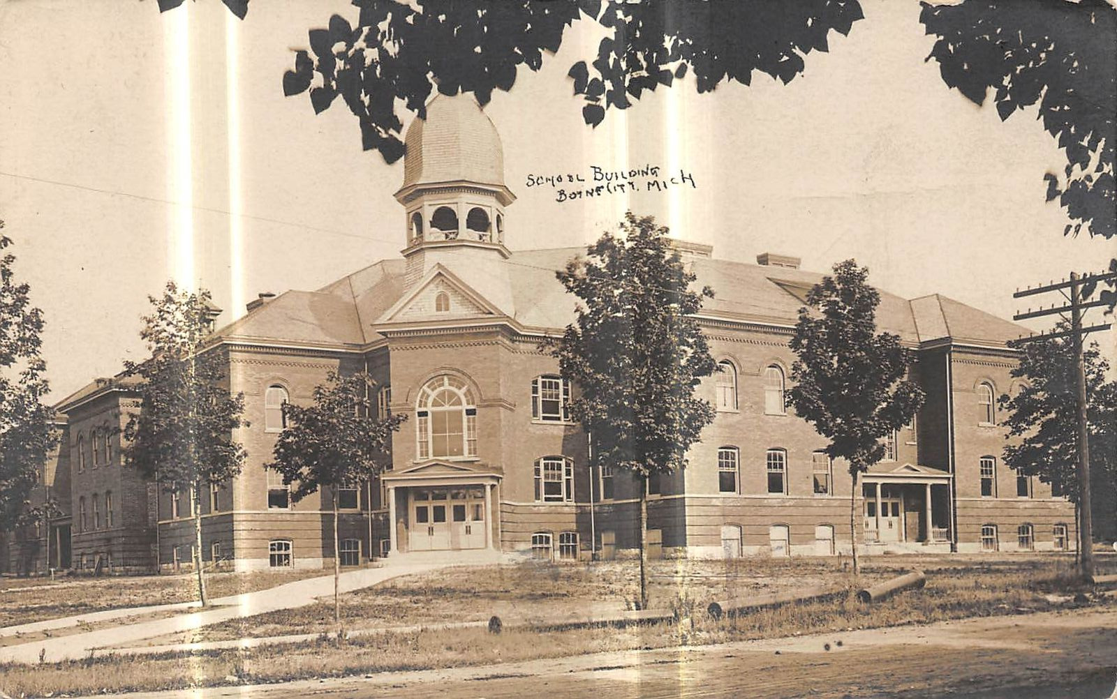 BOYNE CITY Michigan postcard RPPC Charlevoix County School building