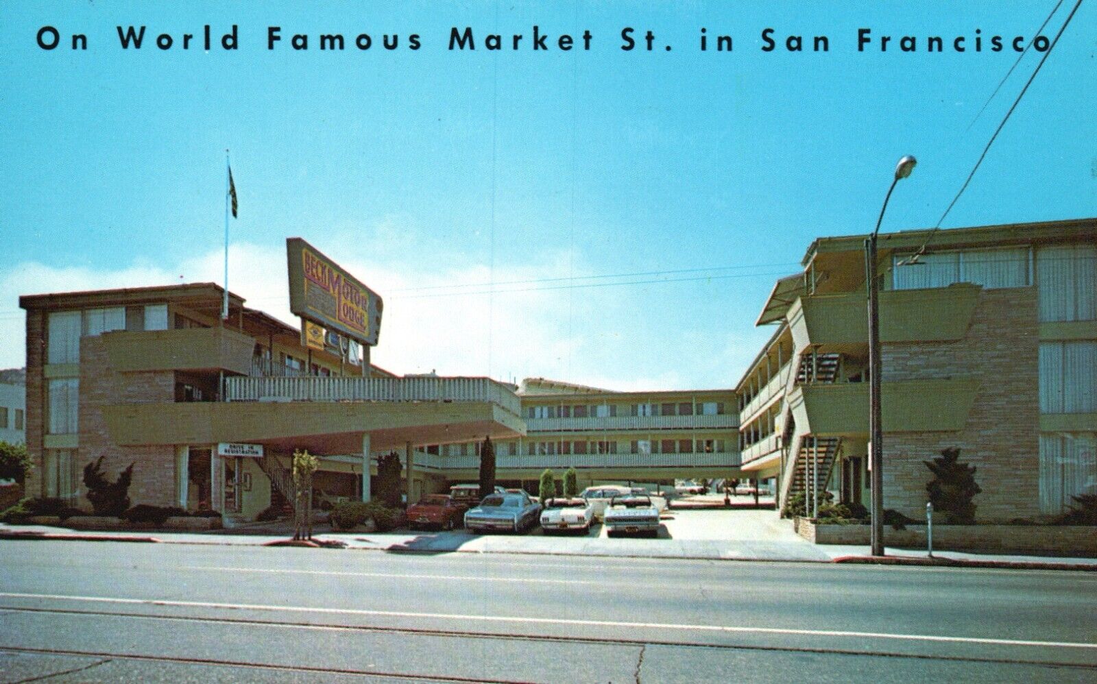 Postcard CA San Francisco Becks Motor Lodge Market St Chrome Vintage PC G3202