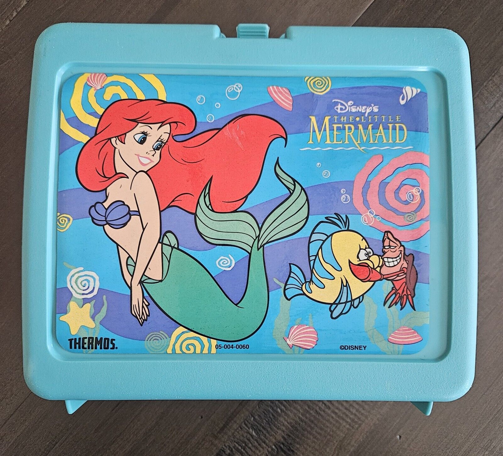 Vintage 90s The Little Mermaid Teal Plastic Lunchbox 
