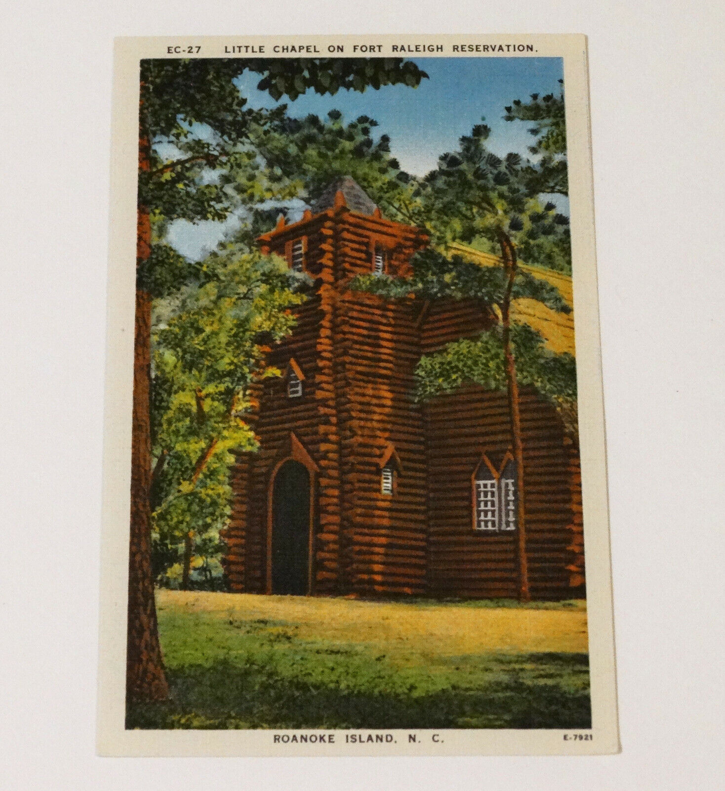 Roanoke Island NC Postcard North Carolina Little Chapel Fort Raleigh