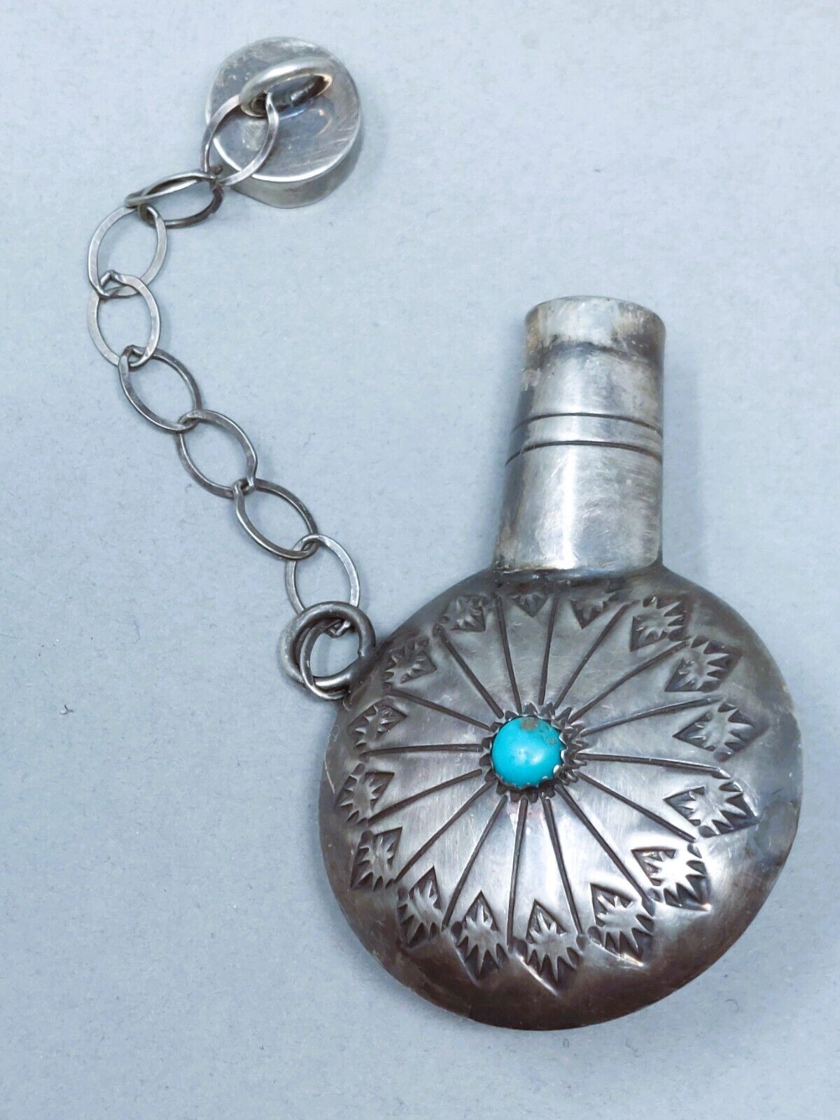 Mid 20th Century Navajo Sterling  Silver Tobacco Canteen.