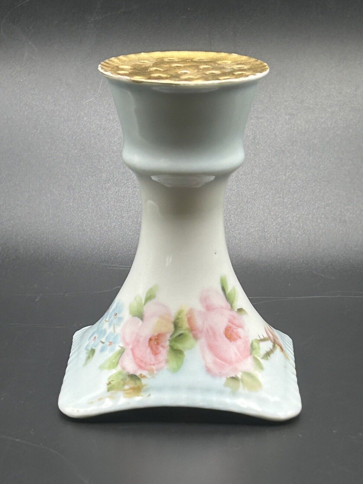 Vintage Floral Print Porcelain Hatpin Holder