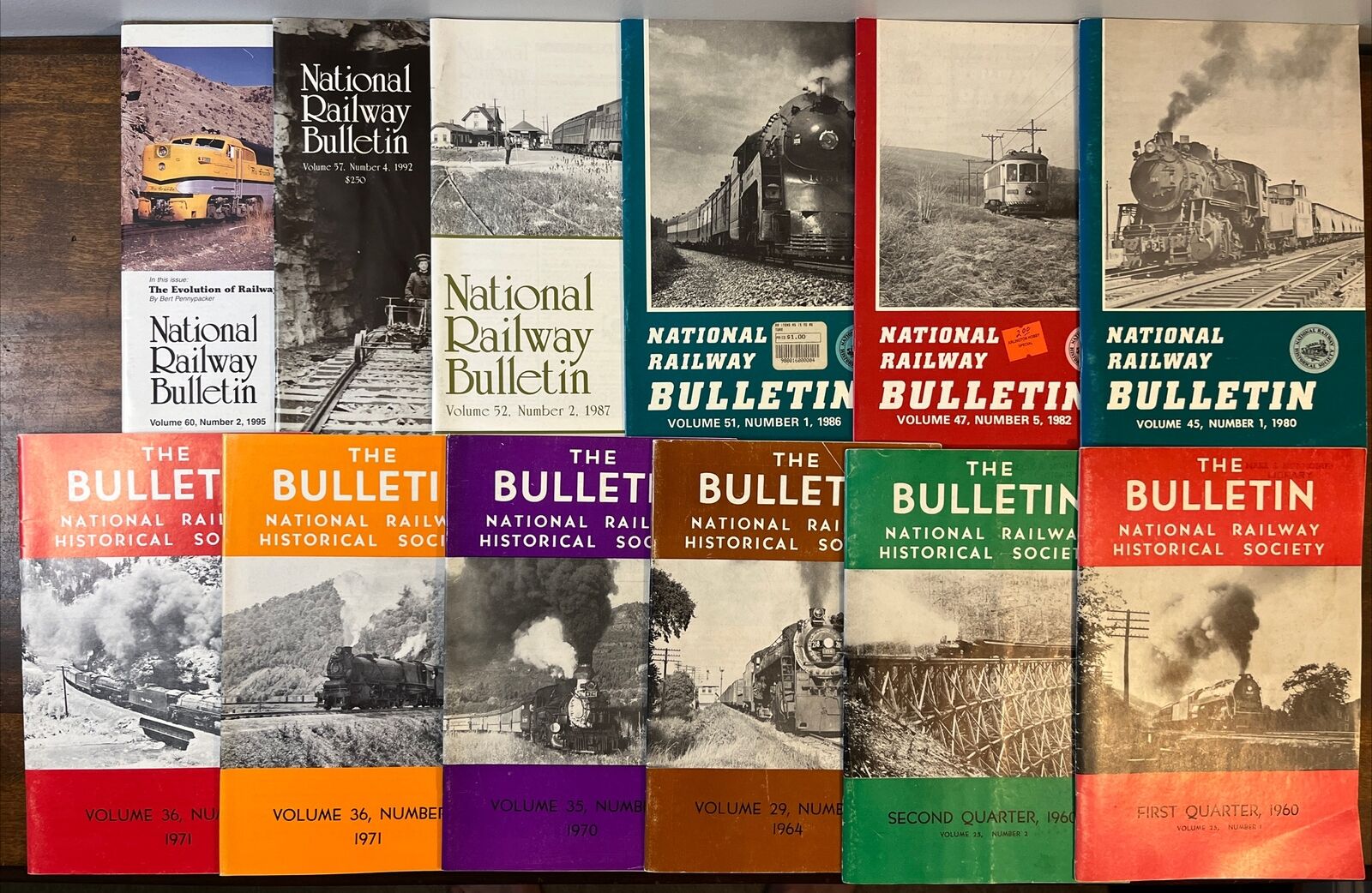 Lot of 12 National Railway Historical Society NRHS Bulletin Magazine 1960 1995
