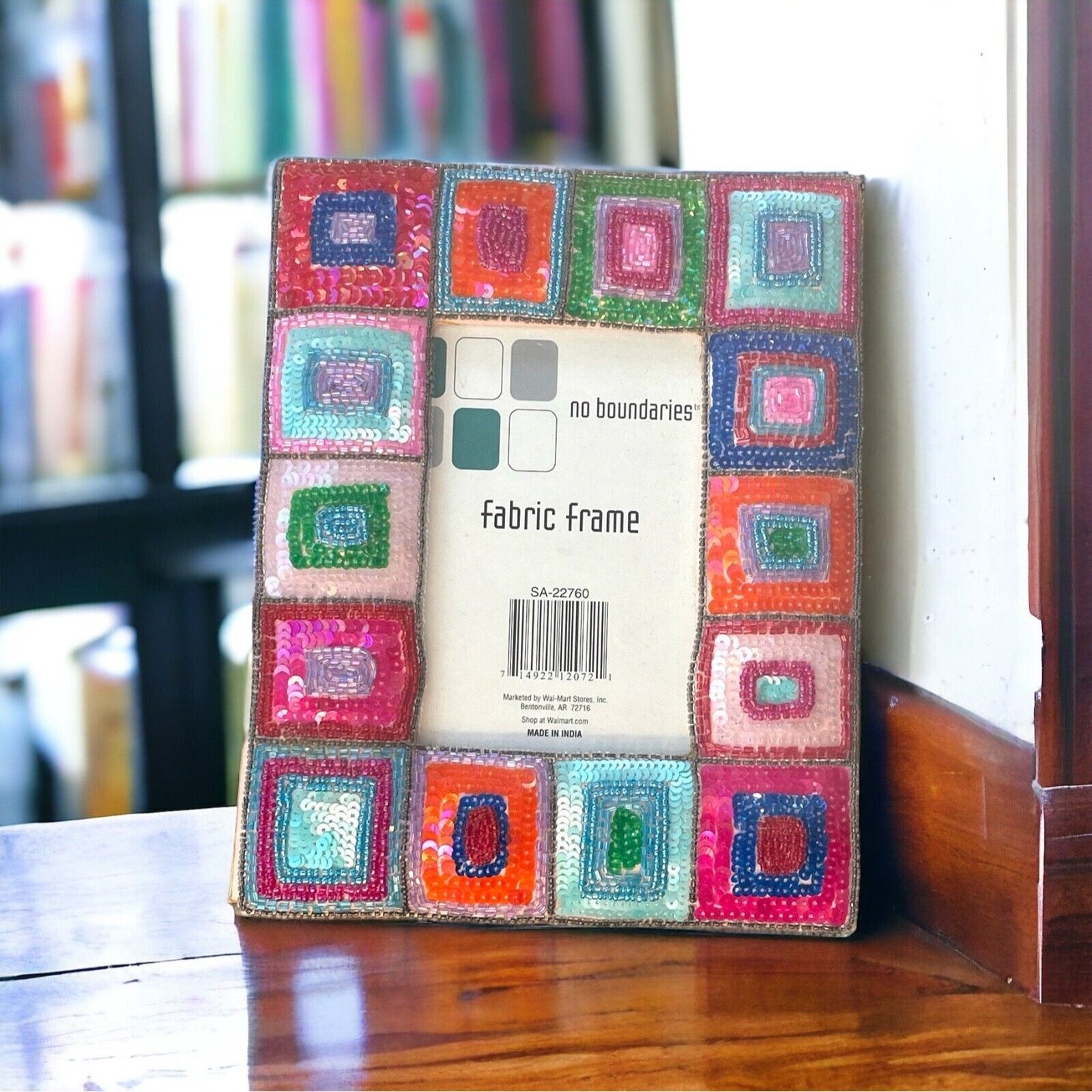 Stunning vintage sequined geometric picture frame