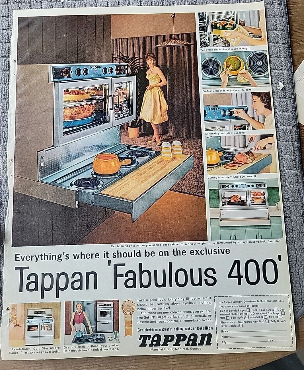 1959 Tappan Fabulous 400 Electric Range Oven vintage Appliance ad