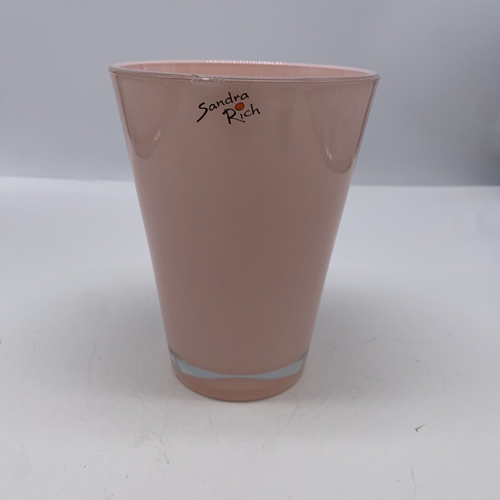 Beautiful Vintage Sandra Rich Pink Blown Glass 6” Vase So Pretty