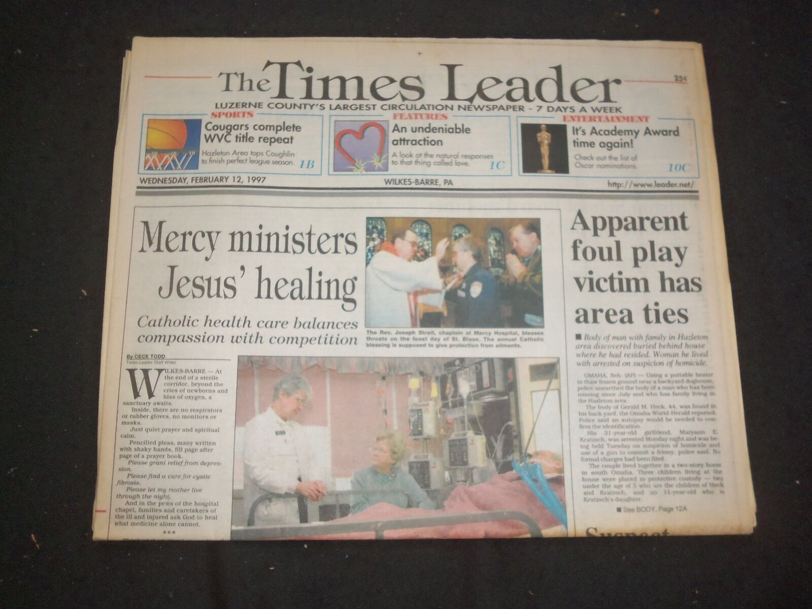 1997 FEB 12 WILKES-BARRE TIMES LEADER - MERCY MINISTERS JESUS\' HEALING - NP 7741