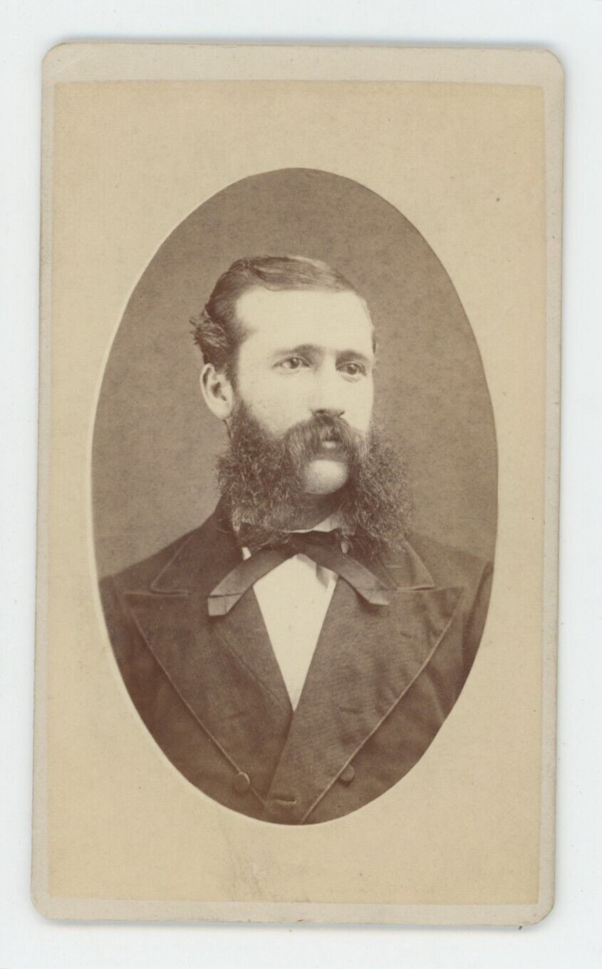 Antique CDV Circa 1870s Man With Mutton Chop Beard in Suit Slater Worcester, MA