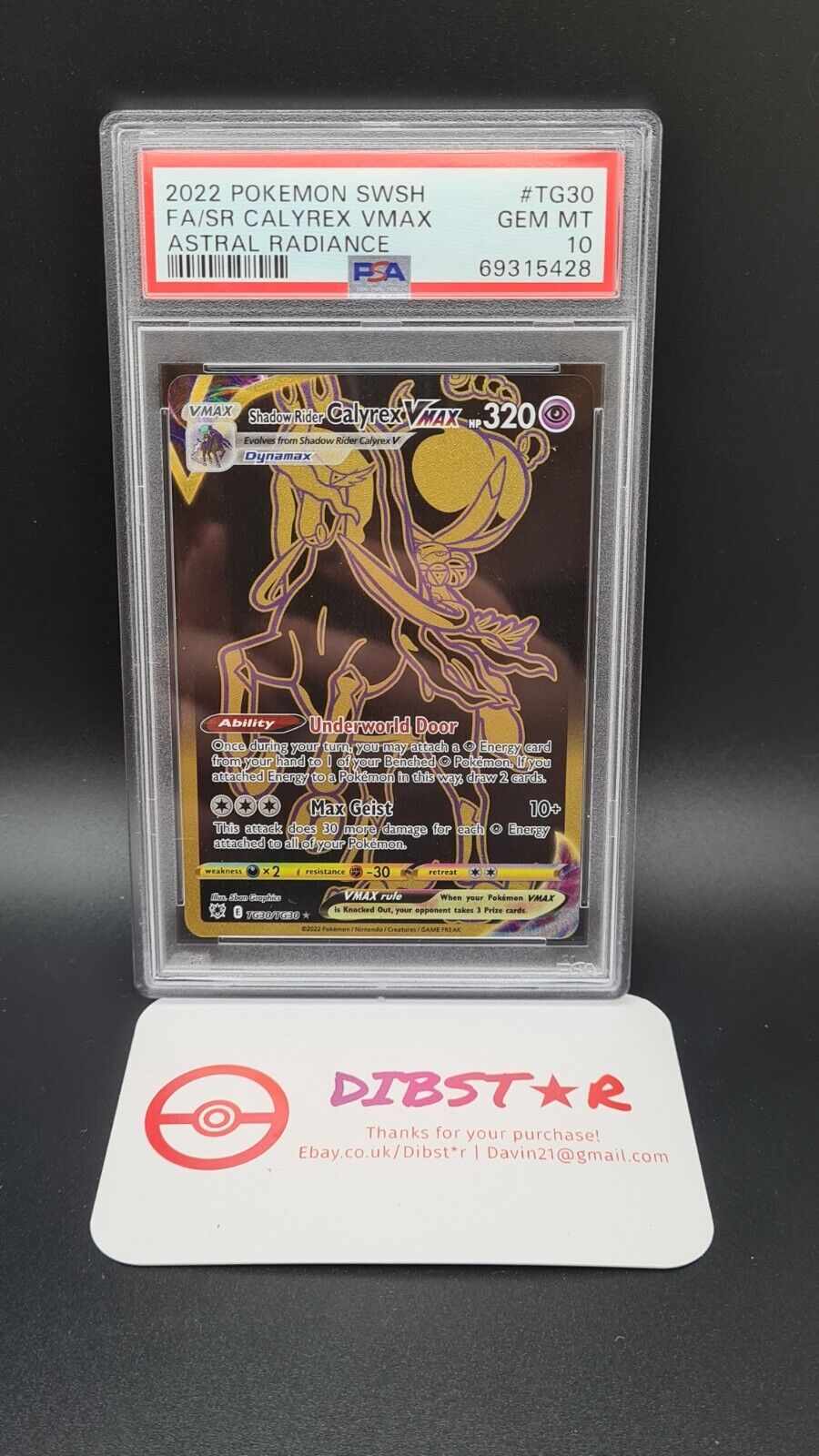 Pokemon Shadow Rider Calyrex Vmax TG30/TG30 Astral Radiance Hyper Rare Gold PSA