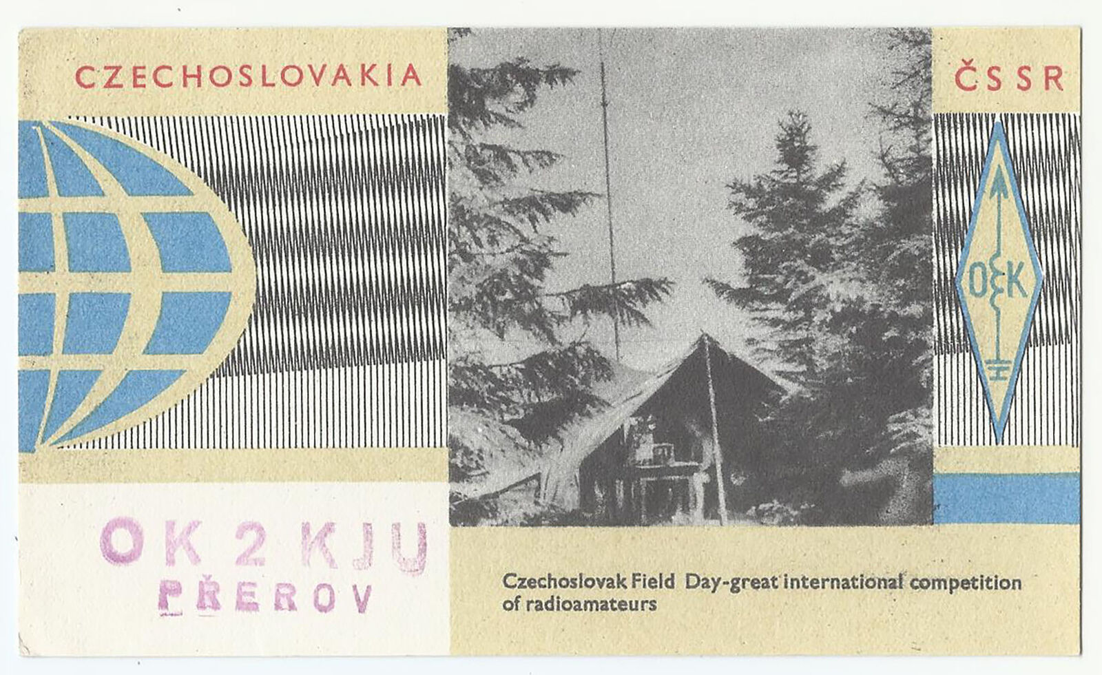 Czechoslovakia, QSL Card, Field Day-Radio Amateurs Comp. 1961