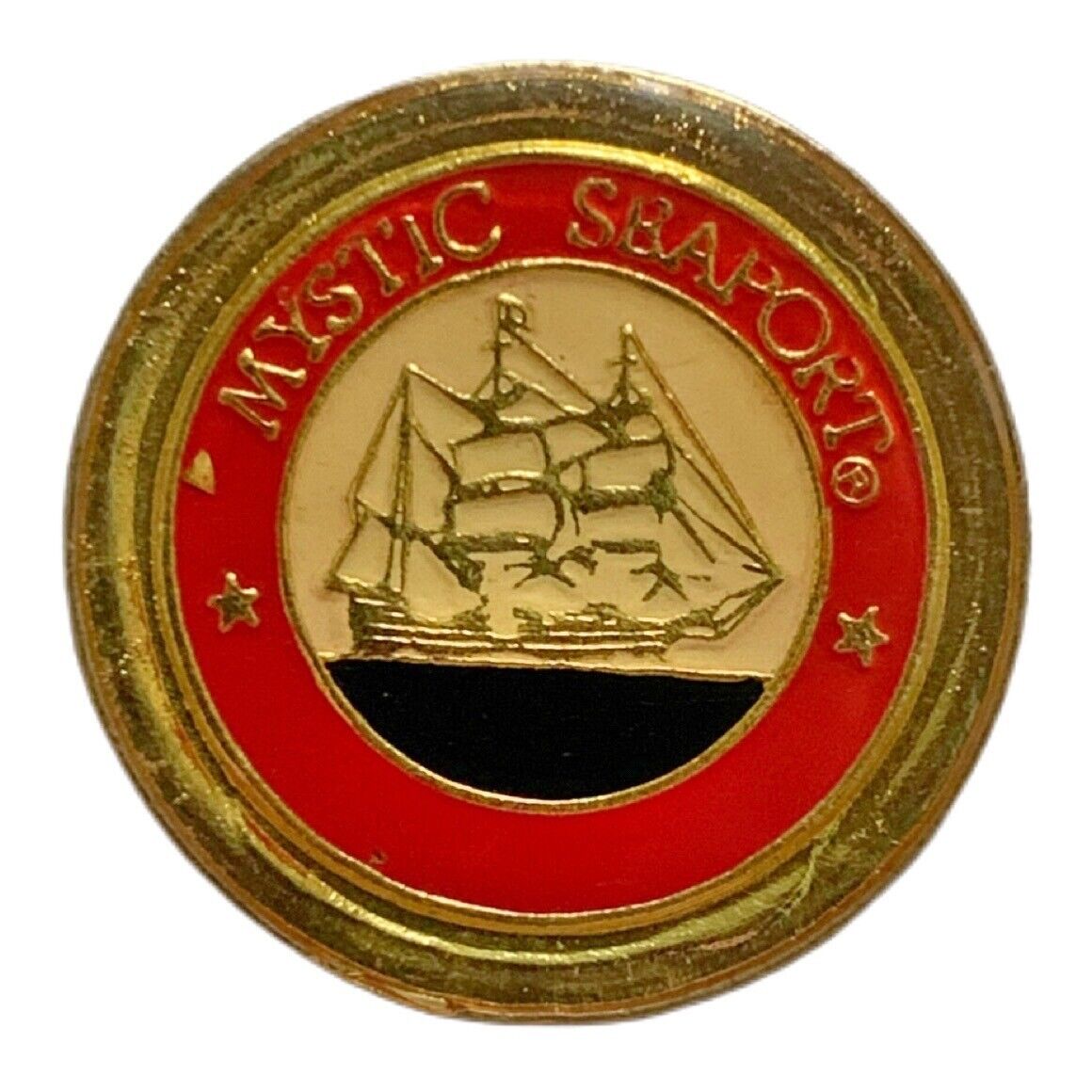 Vintage Mystic Seaport Connecticut Ship Travel Souvenir Pin