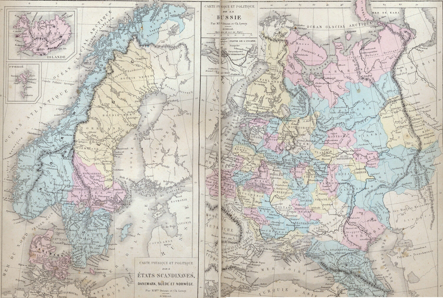 Antique 1869 Map - Scandinavia - Russia  