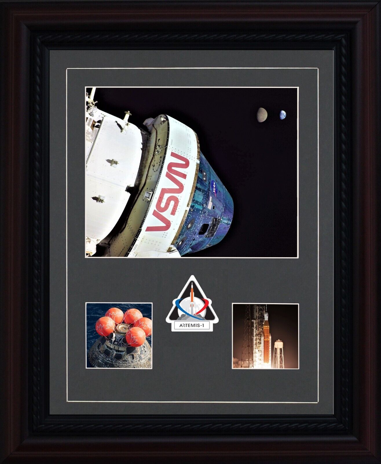 NASA Artemis 1 Orion Spacecraft Space Capsule Crew Vehicle Wood Framed Print