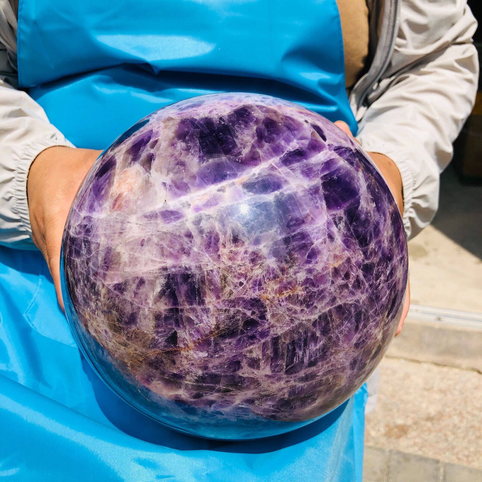 10.5kg  Natural Dream Amethyst Quartz Crystal Sphere Ball Healing HH1939