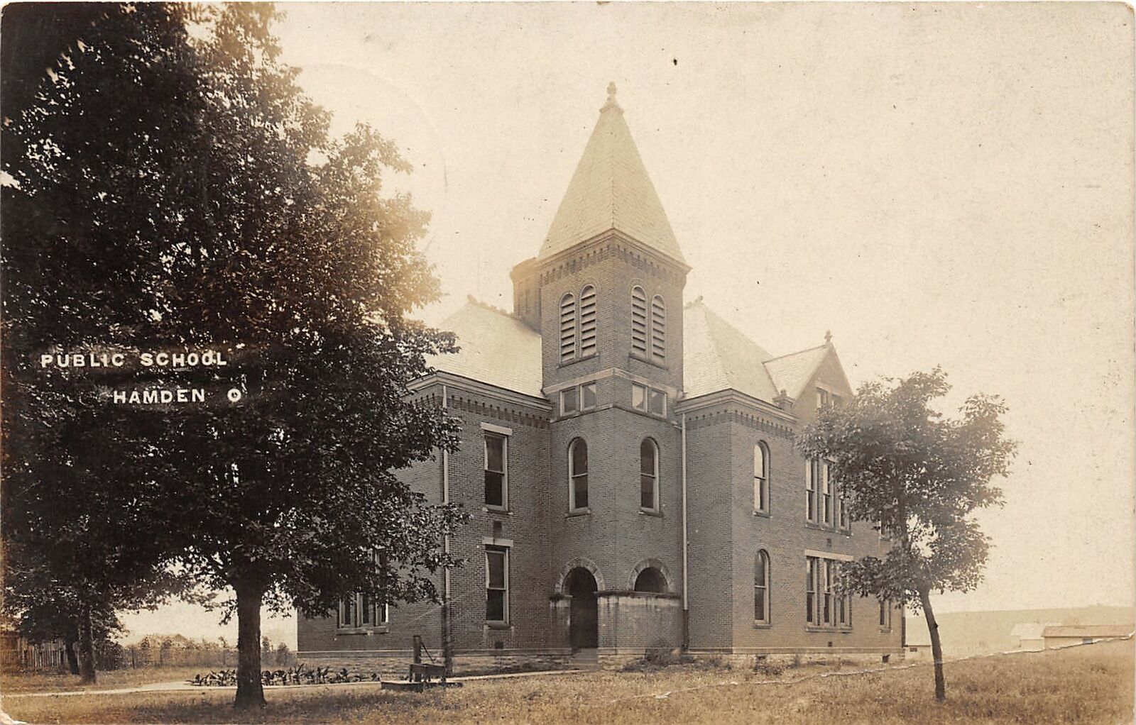 G29/ Hamden Ohio RPPC Postcard 1910 Public School Building