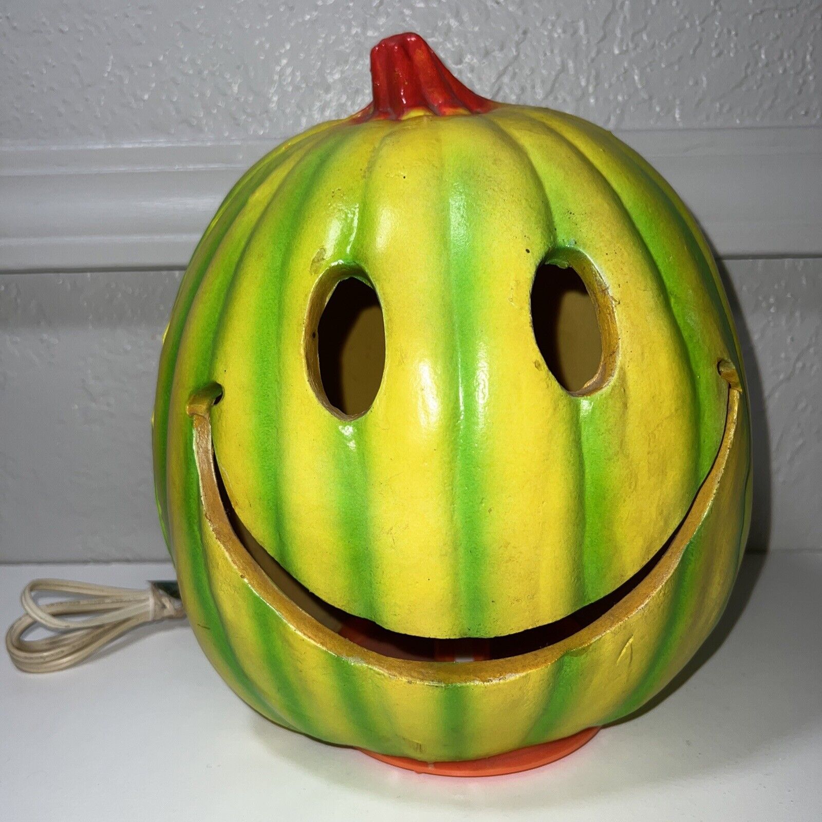 Vintage 1995 Trendmasters Halloween Smiling Face Jack O Lantern Pumpkin Light Up