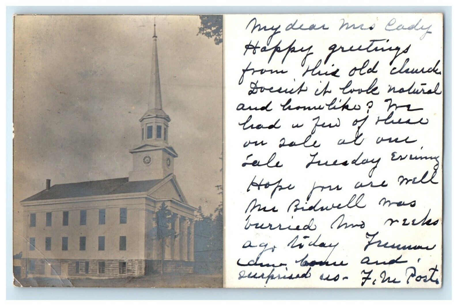 1906 Congregational Church Vernon Center Connecticut CT RPPC Photo Postcard