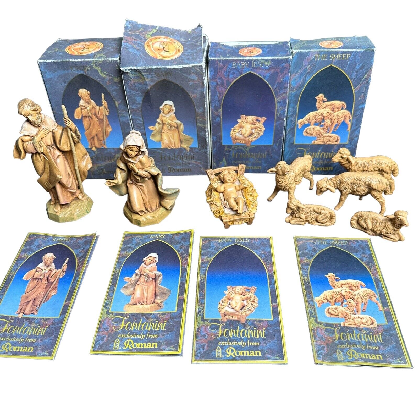 Vintage Fontanini Nativity Set Holy Family Joseph Mary Baby Jesus 5\