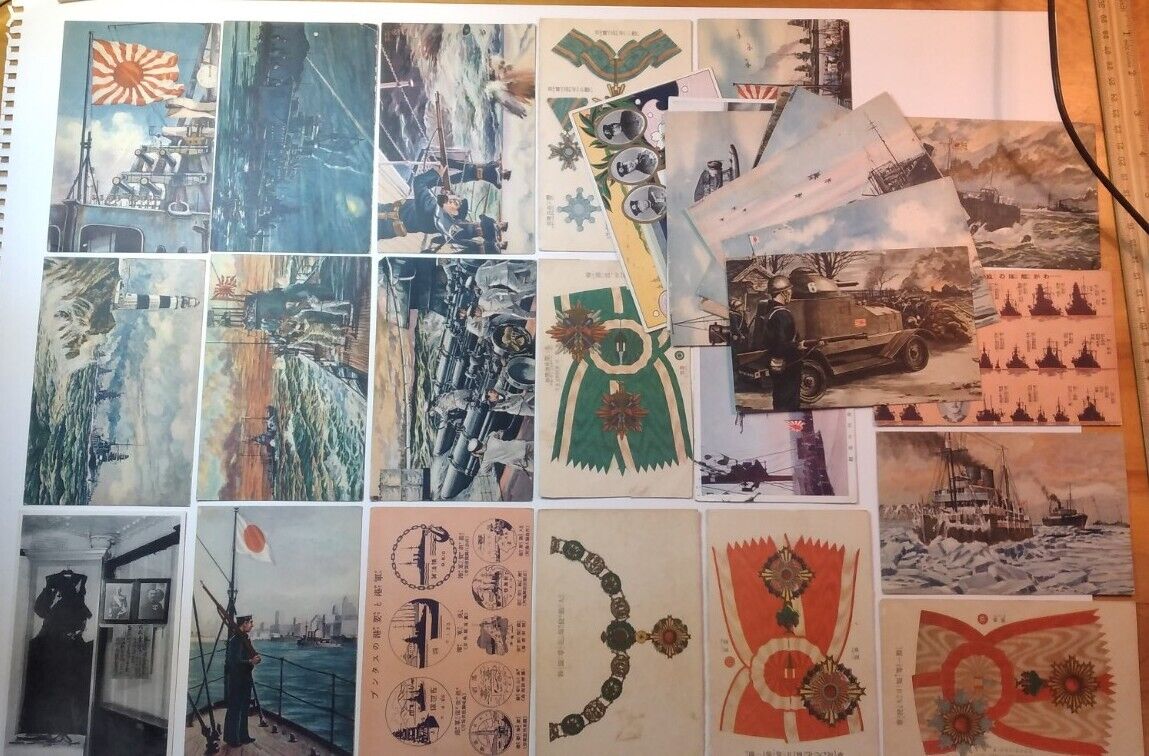 Collection of Imperial Japan military themed postcards 29 total unused