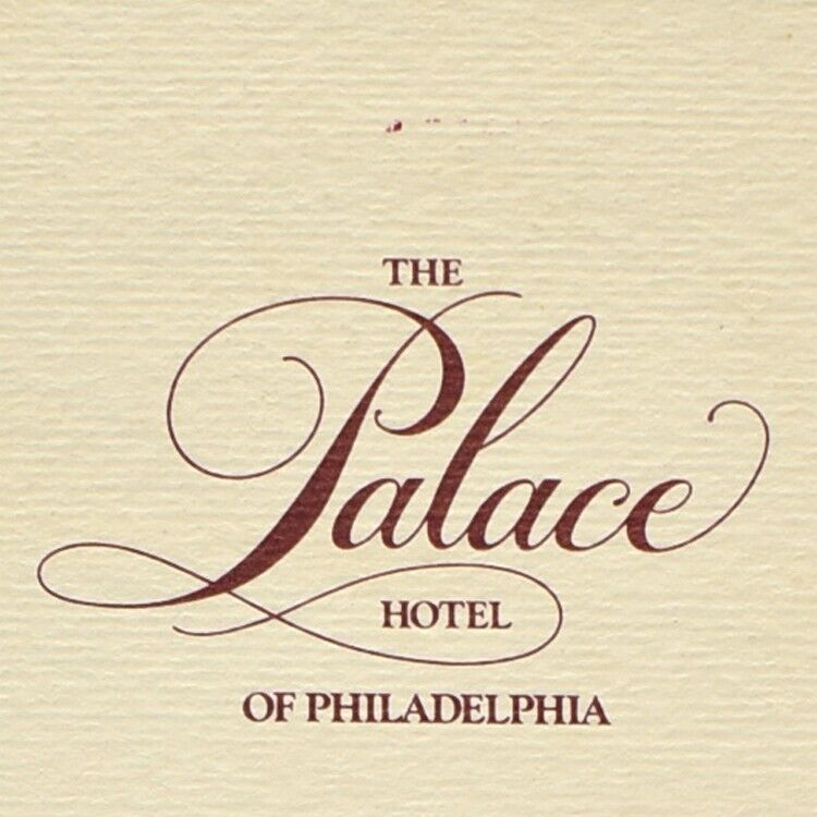 1984 The Palace Hotel Restaurant Room Service Menu Philadelphia Pennsylvania