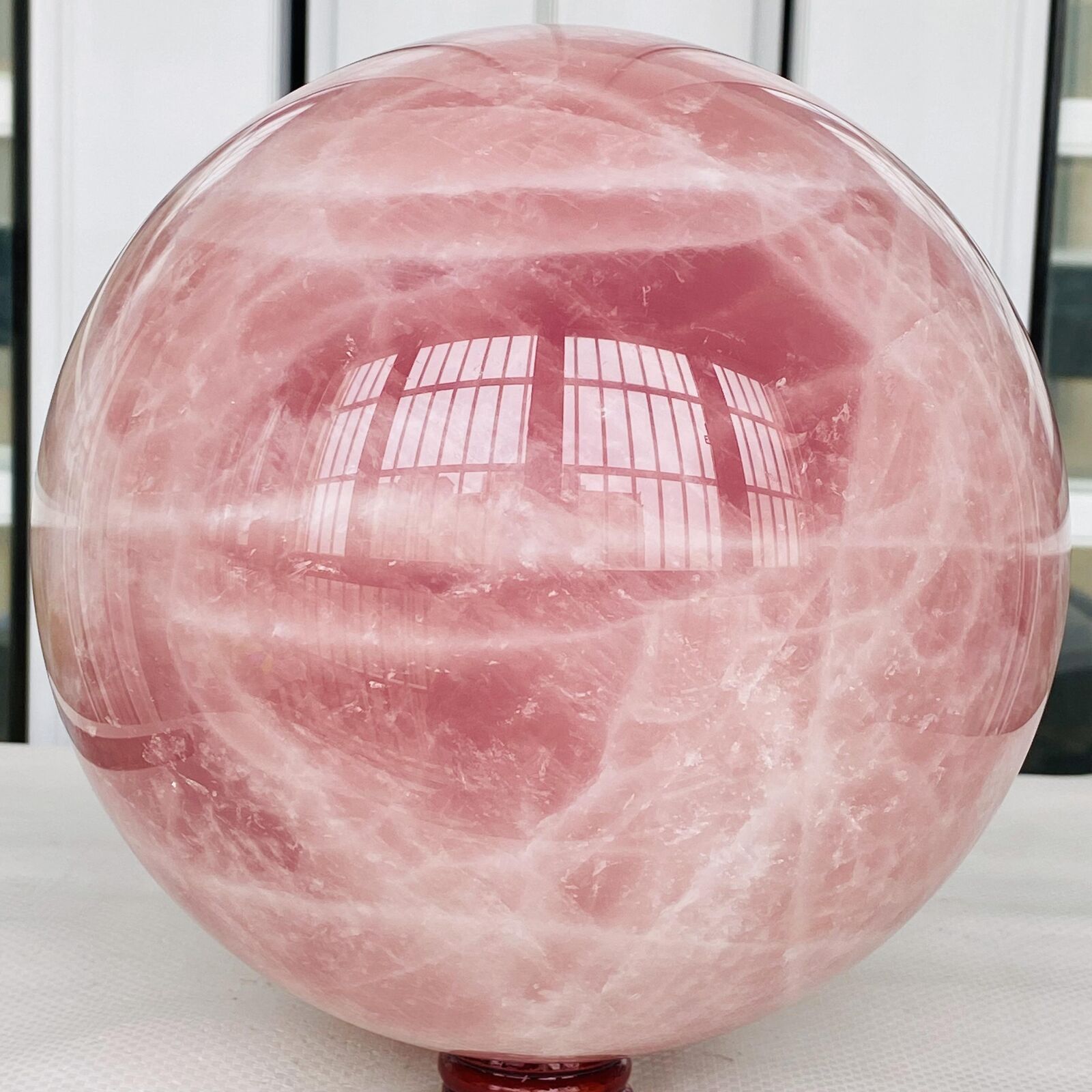7580g Natural Pink Rose Quartz Sphere Crystal Ball Reiki Healing