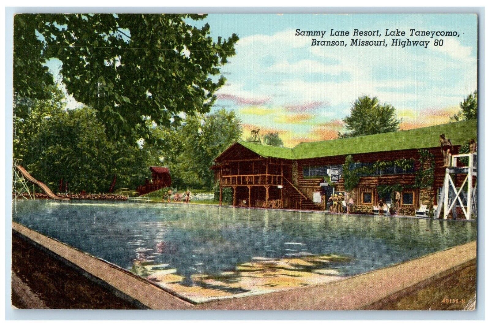 1954 Sammy Lane Resort Lake Taneycomo Branson Missouri Vintage Antique Postcard