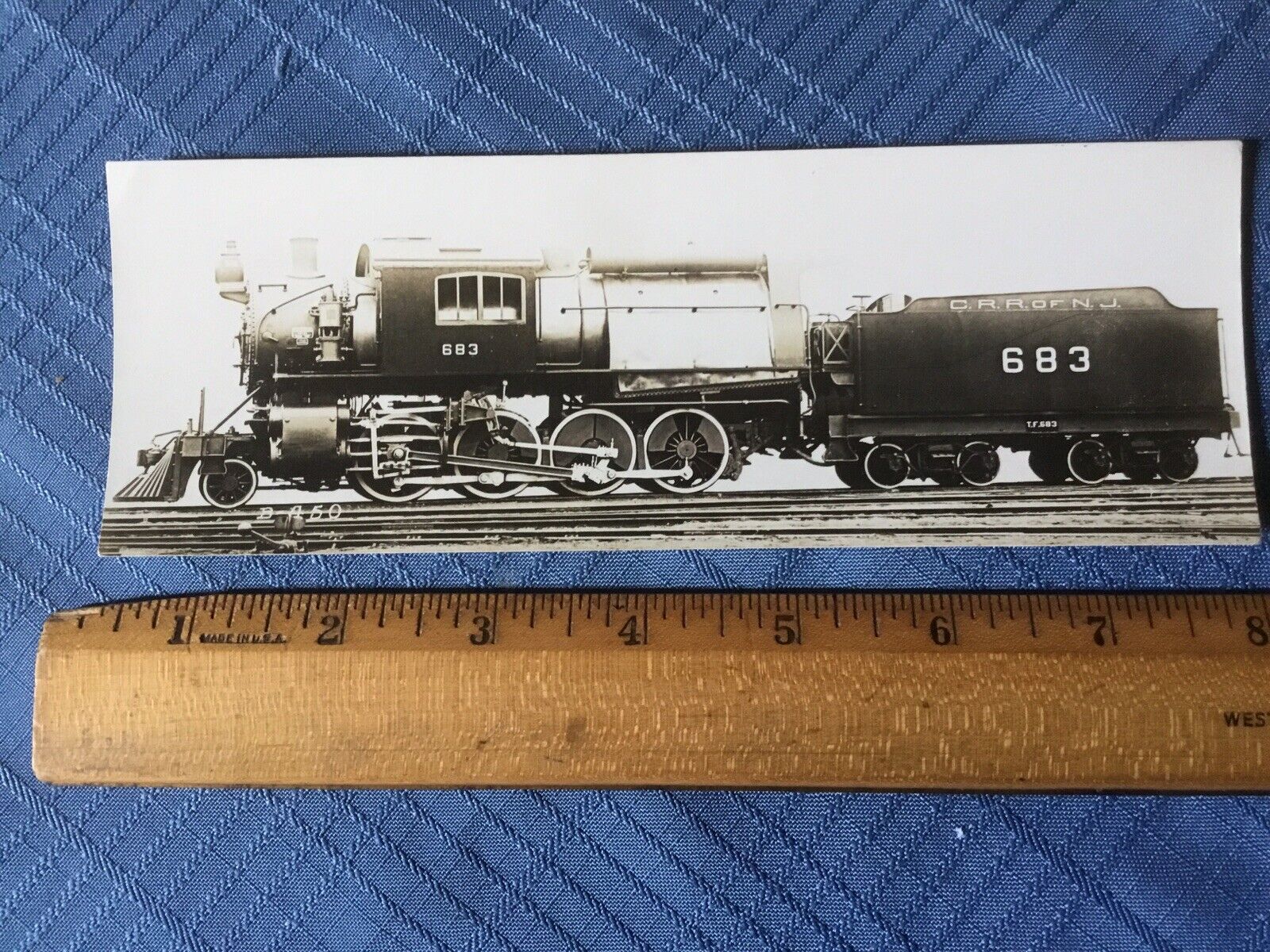 Vintage C.R.R. of N.J.  Train Engine Photo, B/W, Engine 683,  7 1/2\