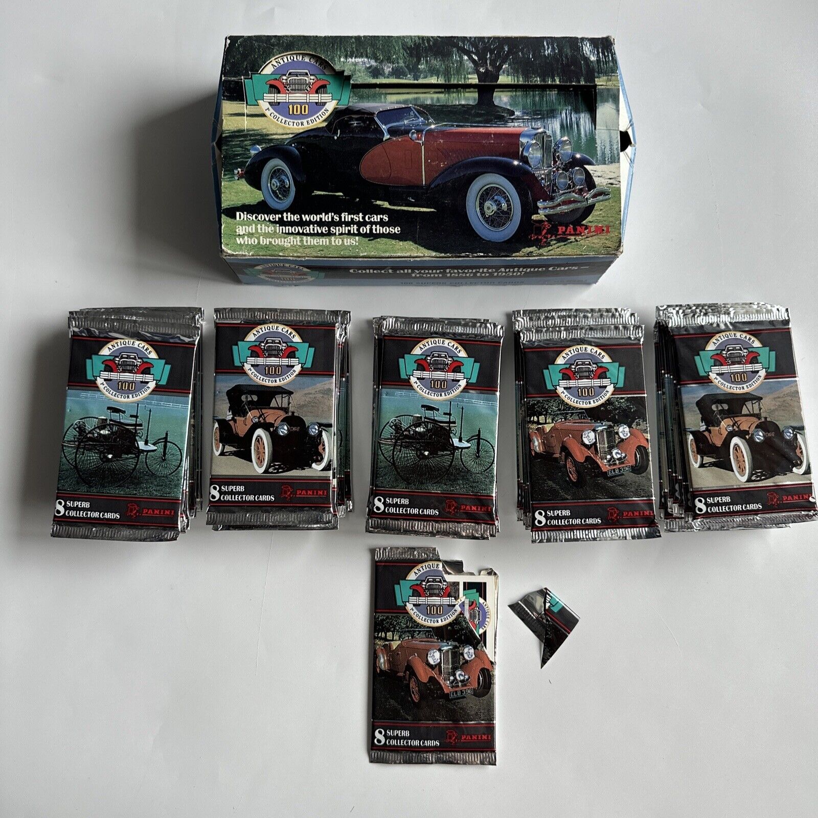 1991 Panini Antique Cars Collector Edition Cards Lot Of 35 Unopen Packs 1 Opened