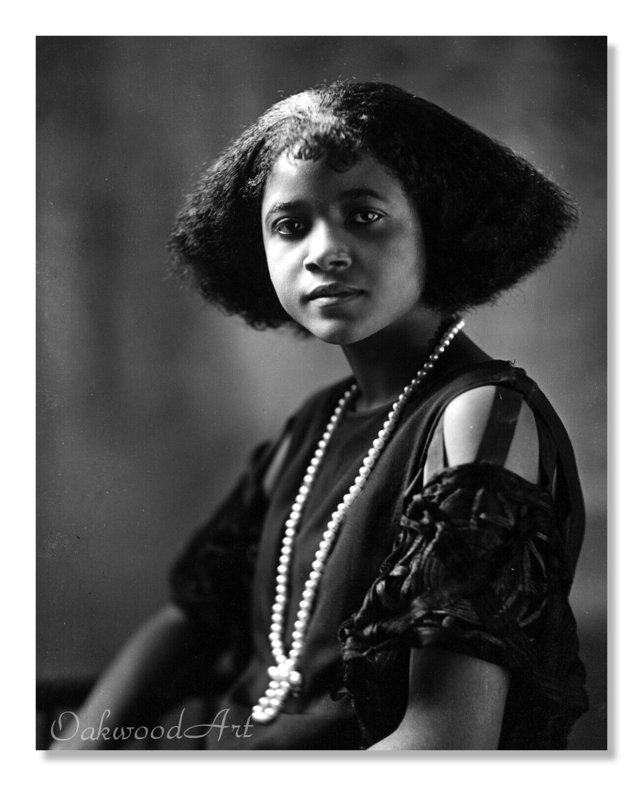 Fashionable Young Black Woman in Pearls c1920s, Vintage Photo Reprint