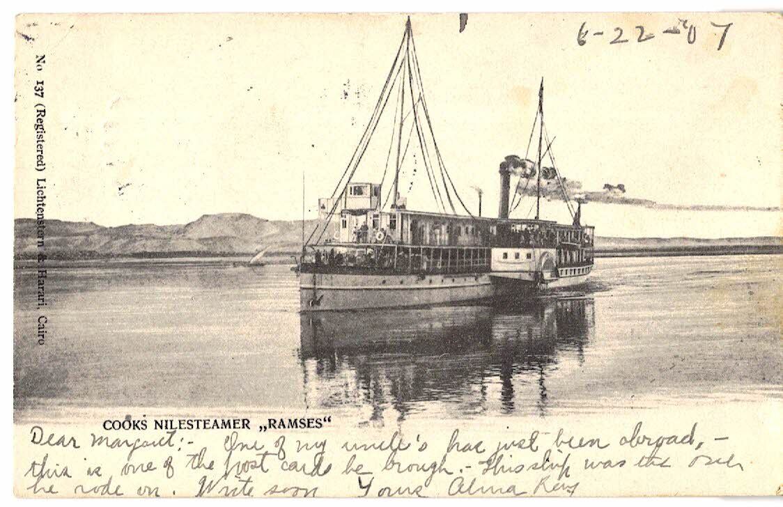 OLD POSTCARD COOKS NILE RIVER STEAMER RAMSES NILESTEAMER SHIP 1907 EGYPT