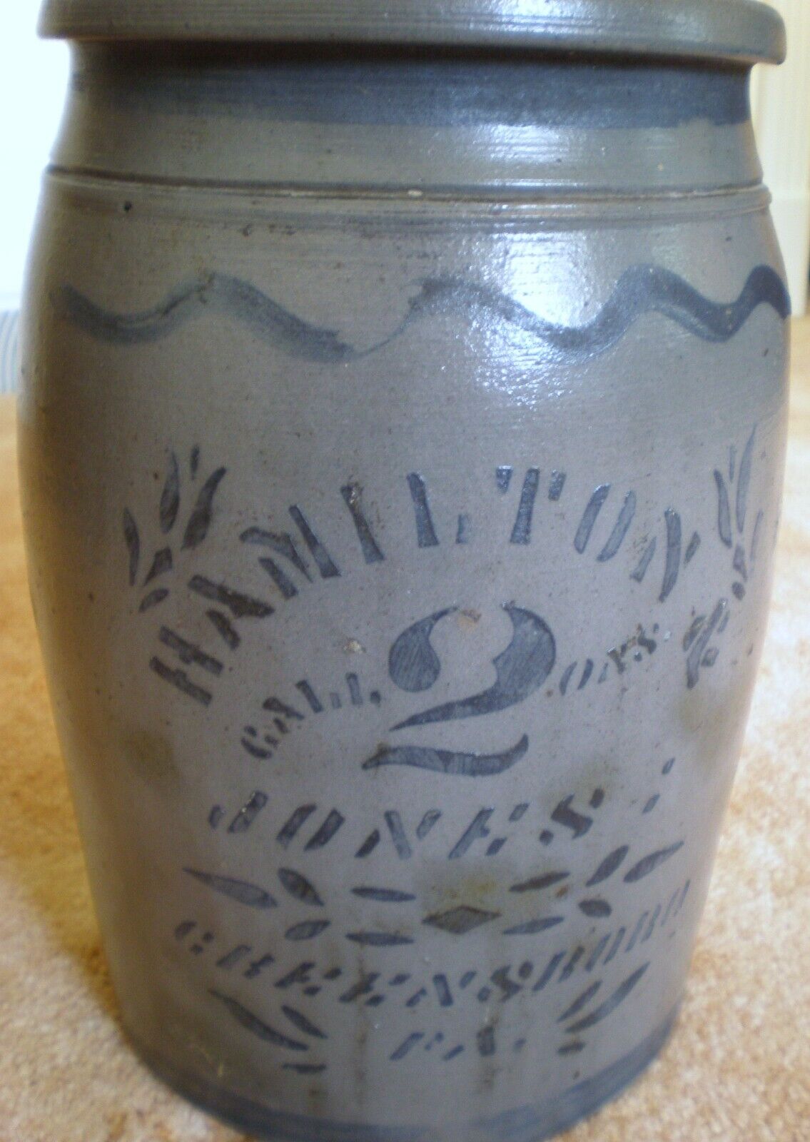 Vintage Hamilton & Jones  2 Gallon Stoneware Crock